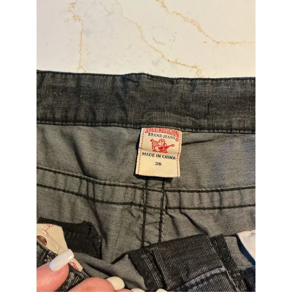 True Religion Ricky Jeans Corduroy Sz 36 Flap Pockets Black